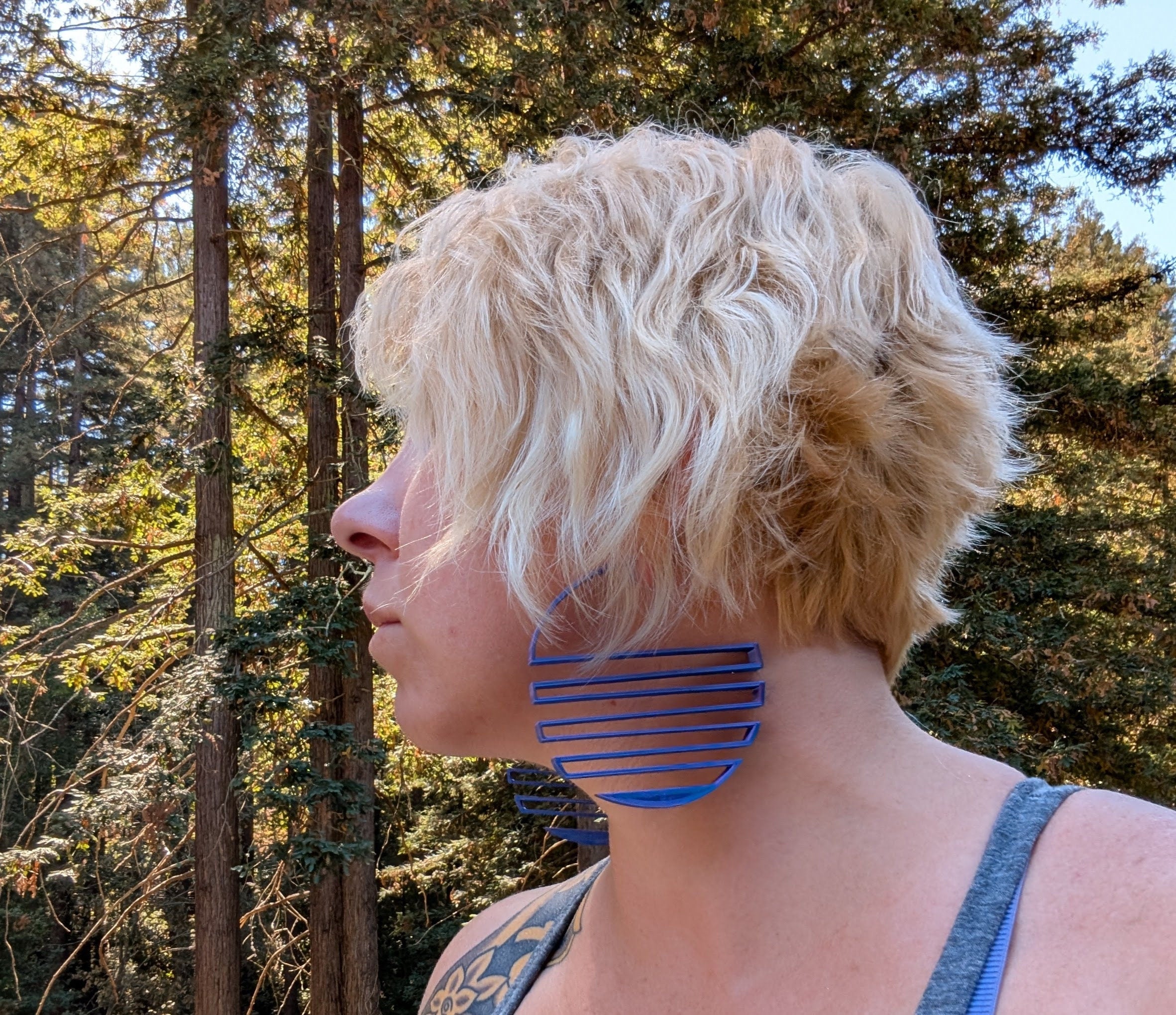Vaporwave Sunset Hoop Earrings | 80s Synthwave Chunky Hoops