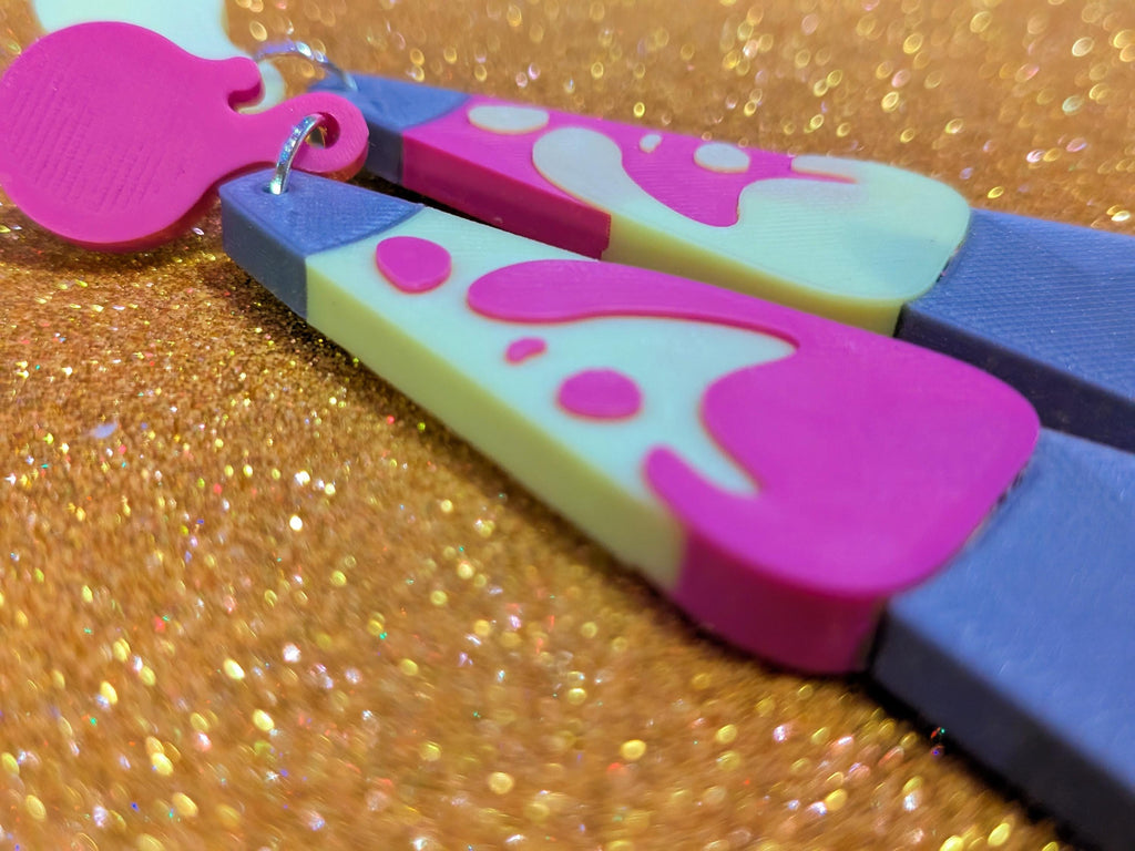 Retro Lava Lamp Earrings | UV Reactive Glow in the Dark Jewelry