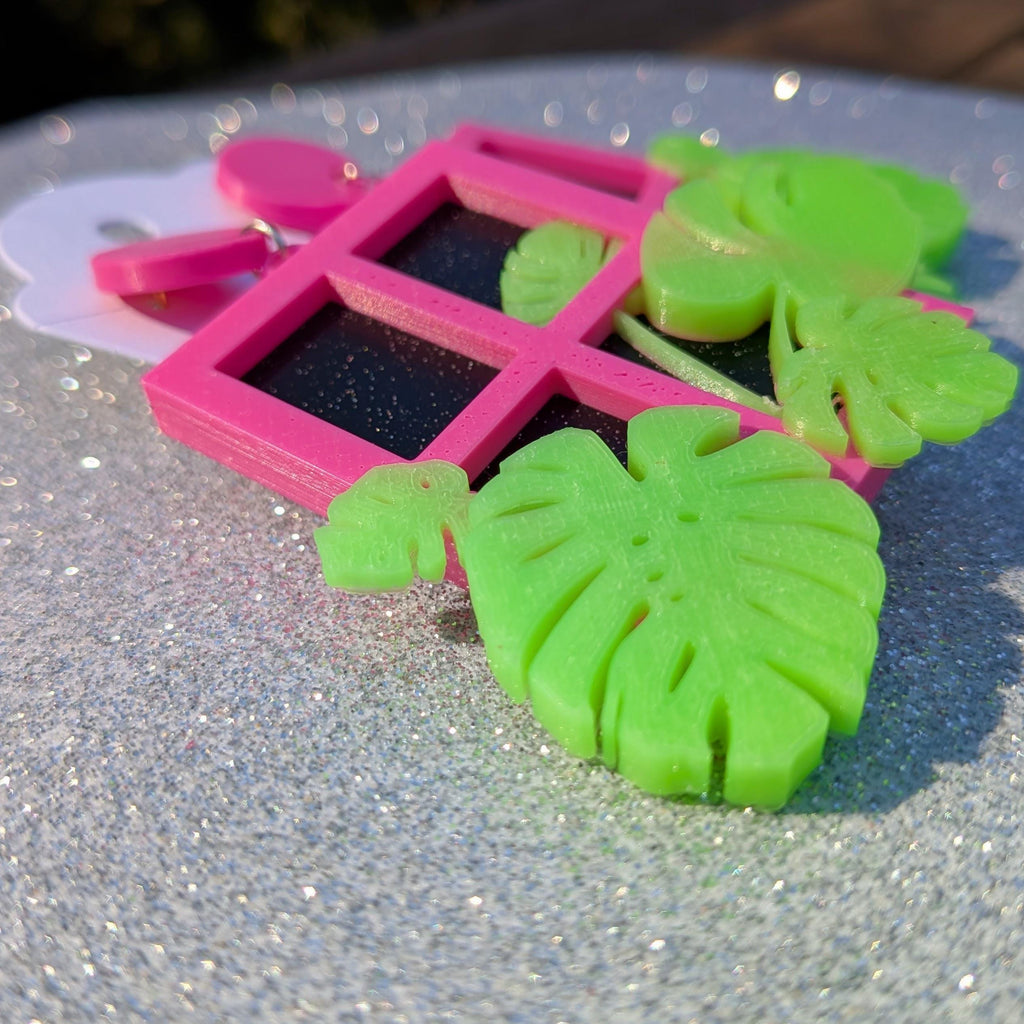 Monstera Window Glow Earrings | Glow in the Dark UV Reactive Plant Jewelry