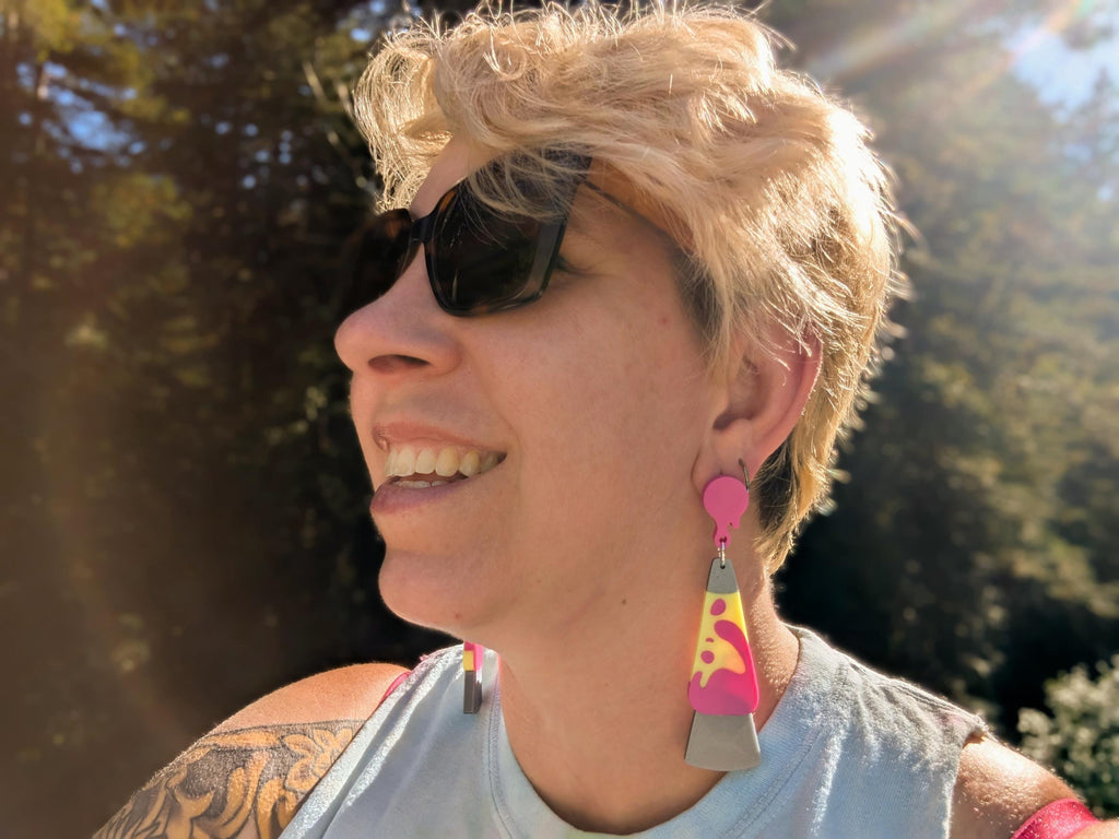 Retro Lava Lamp Earrings | UV Reactive Glow in the Dark Jewelry