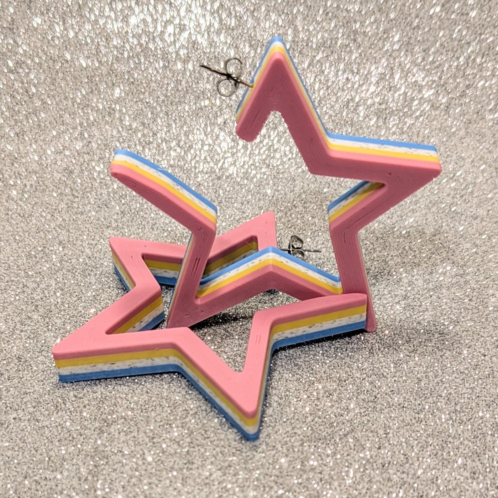 Star Hoop Earrings: 90s Dopamine Chunky Hoops
