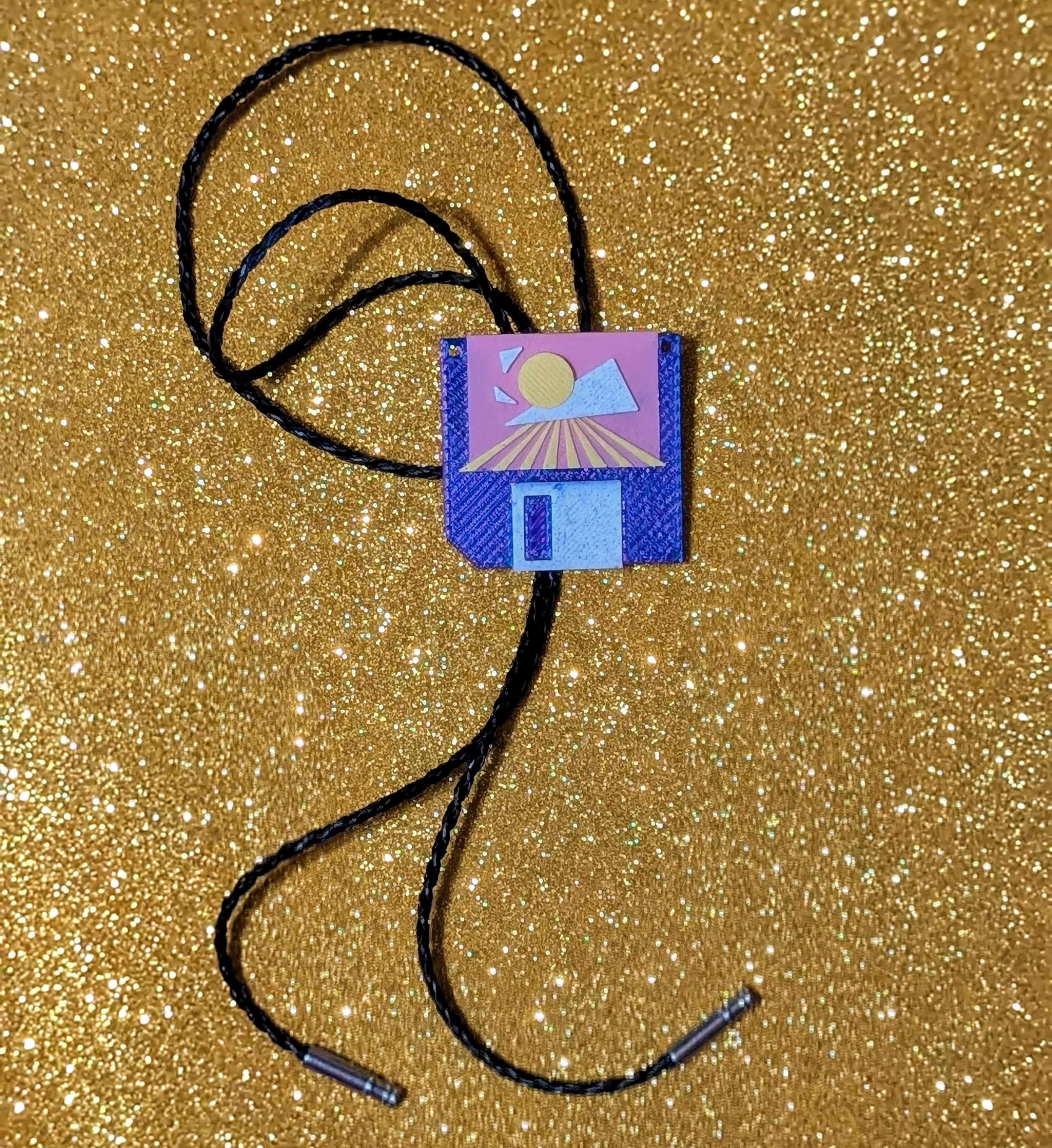 Vaporwave Floppy Disk Bolo Tie | Retro 80s Y Necklace