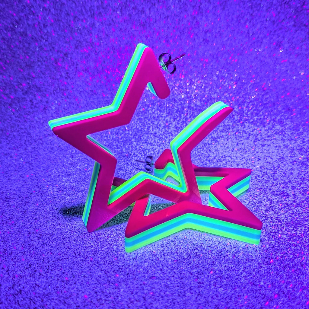 Star Hoop Earrings: 90s Dopamine Chunky Hoops
