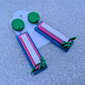 Geometric Rectangle Dangle Earrings: Retro 80s Art Deco Style