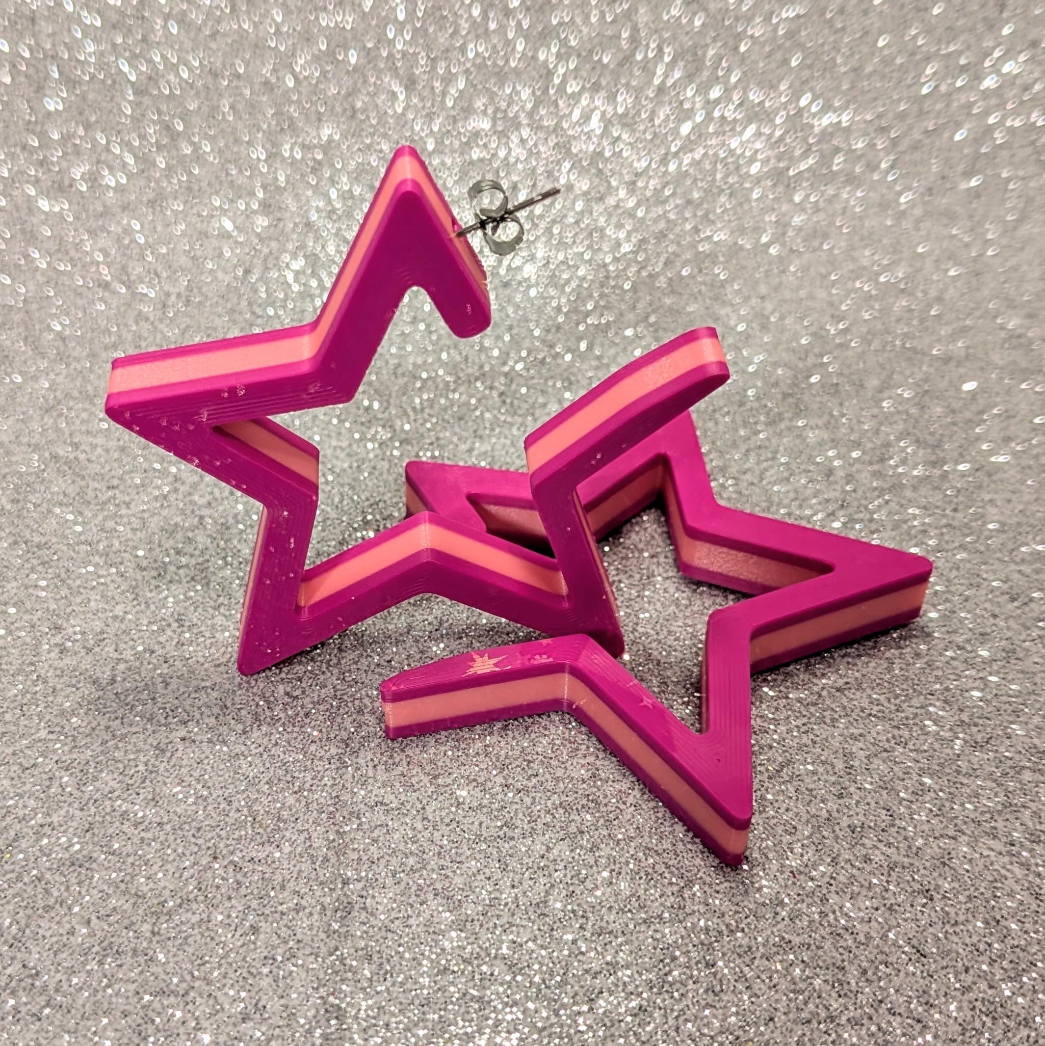 Star Hoop Earrings: 90s Dopamine Chunky Hoops