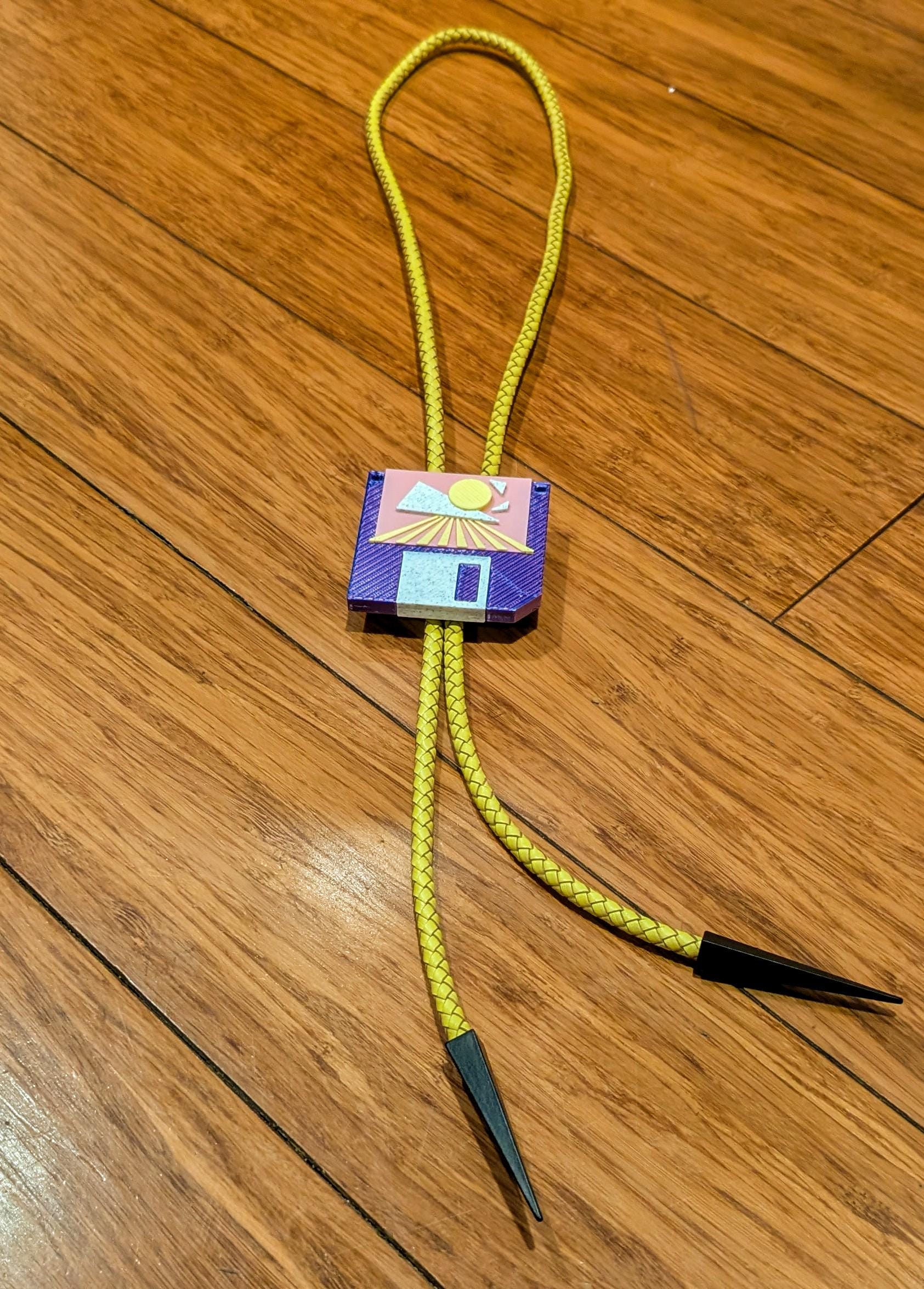 Vaporwave Floppy Disk Bolo Tie | Retro 80s Y Necklace