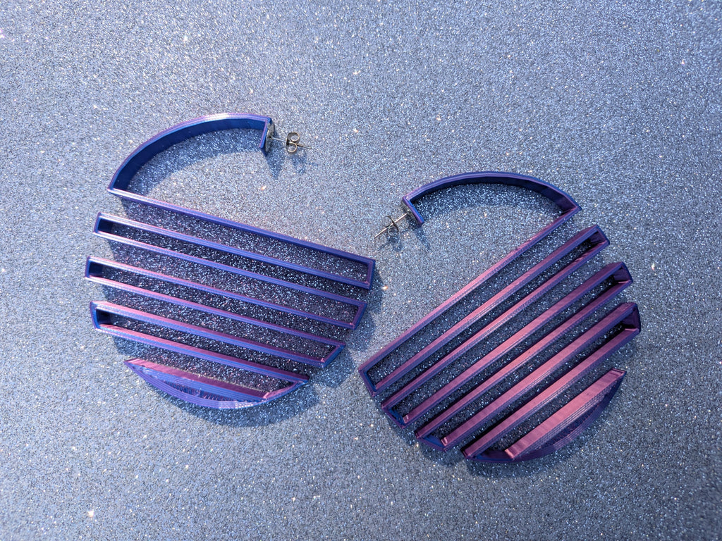 Vaporwave Sunset Hoop Earrings | 80s Synthwave Chunky Hoops