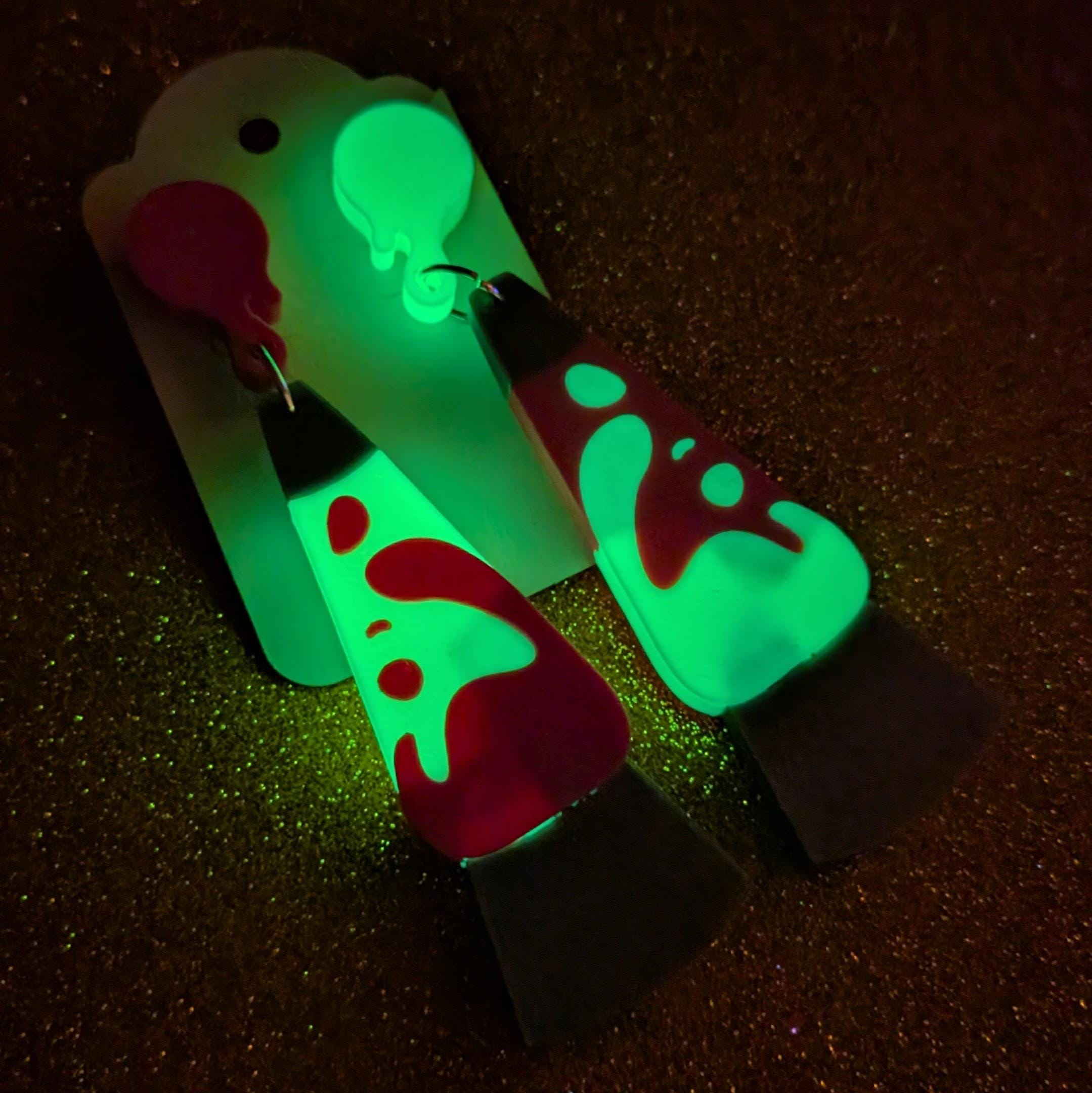 Retro Lava Lamp Earrings | UV Reactive Glow in the Dark Jewelry