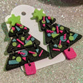 Arcade Carpet Christmas Tree Earrings | Retro UV Reactive Glow Holiday Jewelry