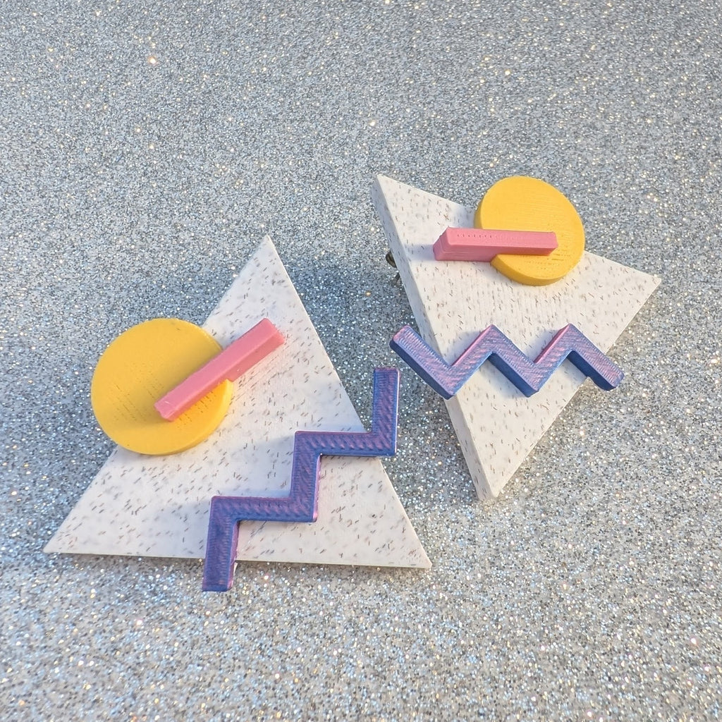 Geometric Triangle Jazz Earrings | 80s Retro Jewelry