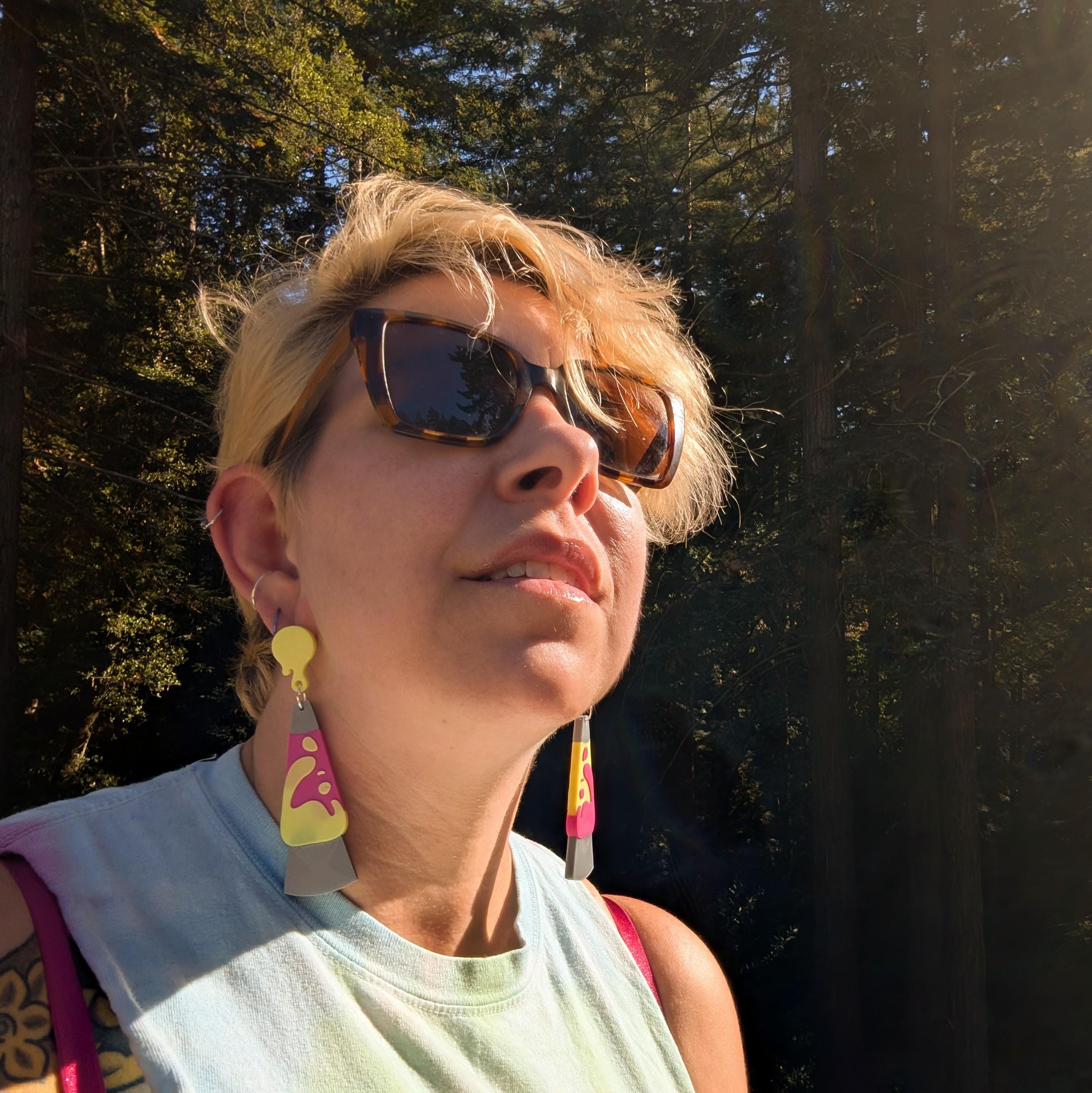 Retro Lava Lamp Earrings | UV Reactive Glow in the Dark Jewelry