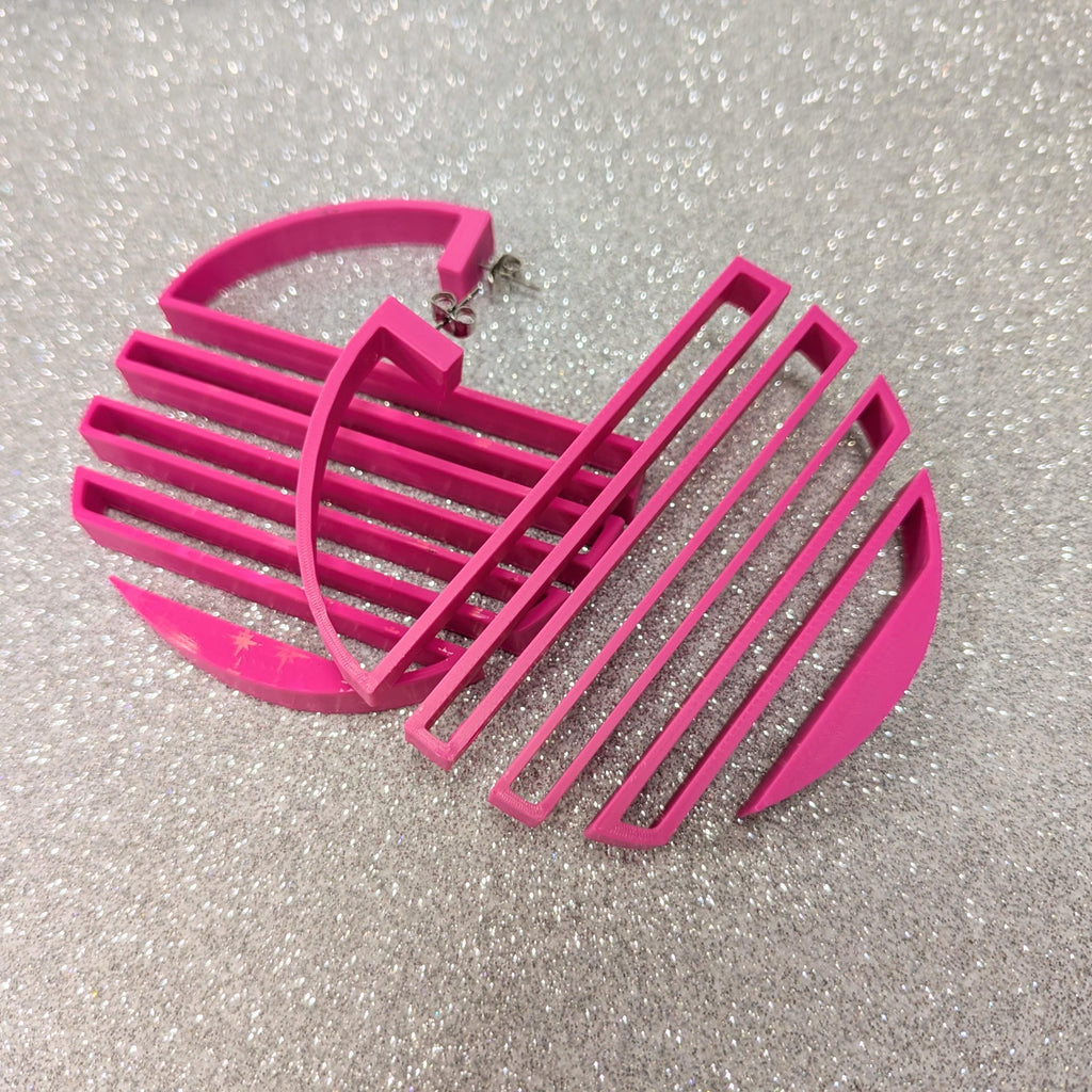 Vaporwave Sunset Hoop Earrings | 80s Synthwave Chunky Hoops
