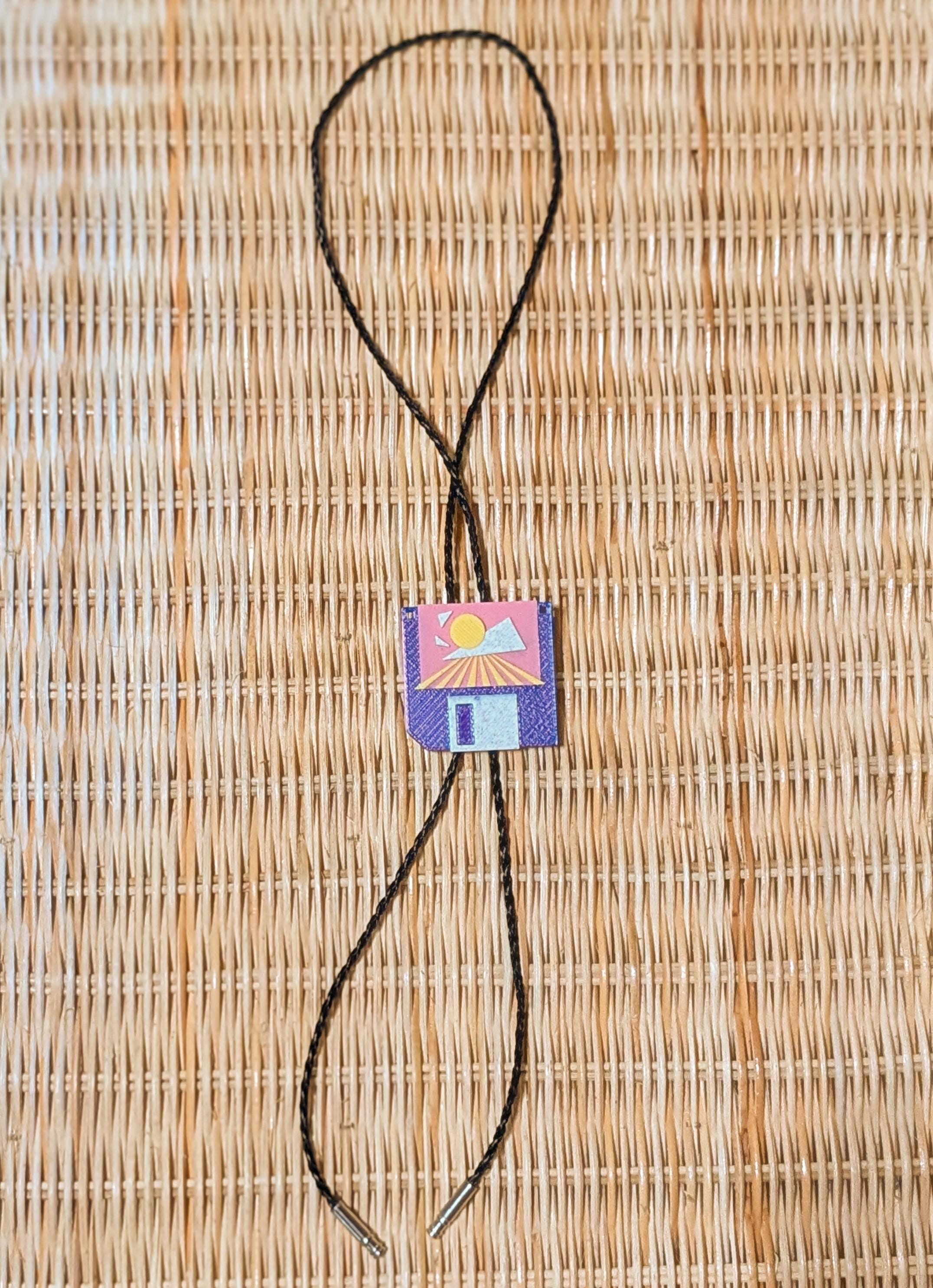 Vaporwave Floppy Disk Bolo Tie | Retro 80s Y Necklace