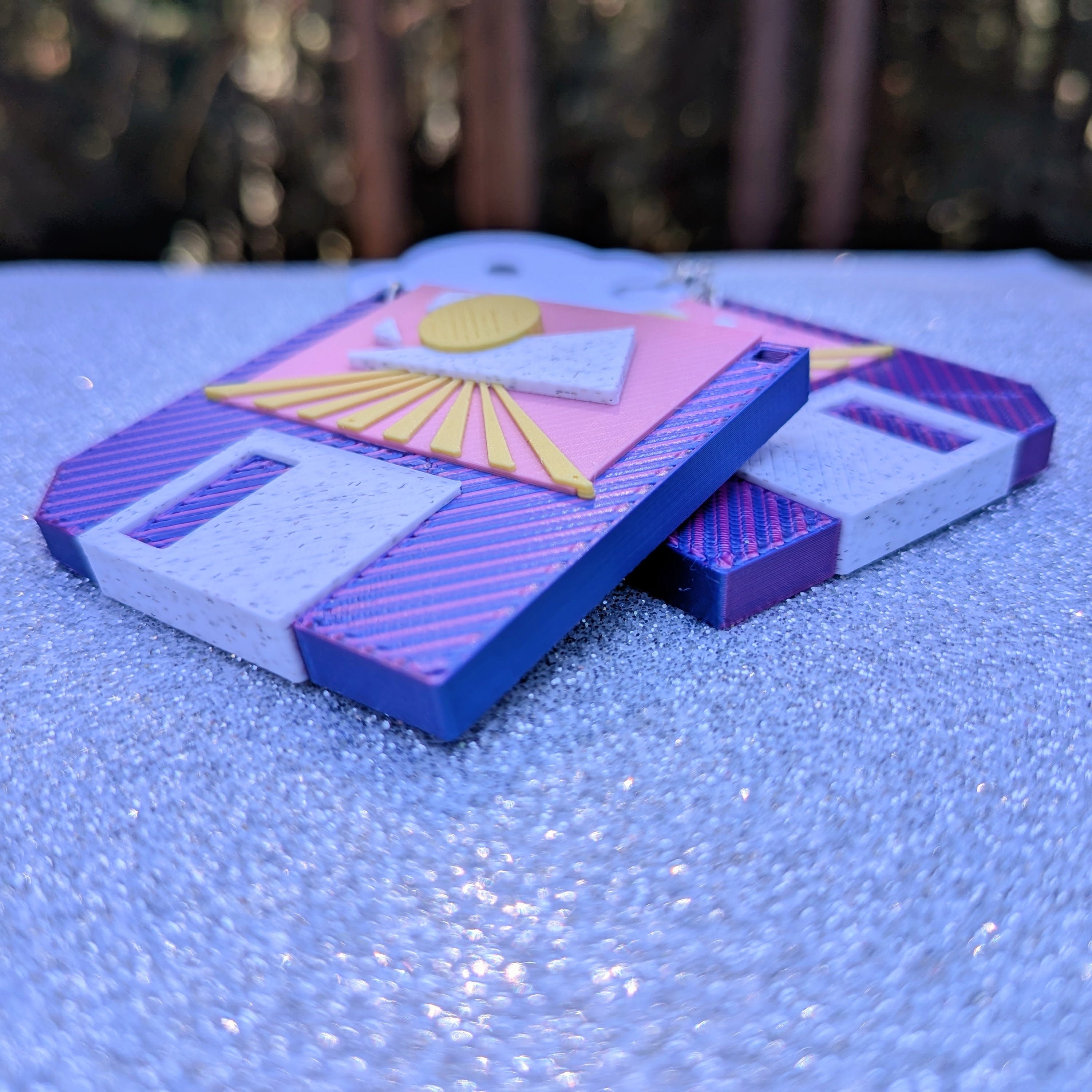 Vaporwave Retro Floppy Earrings | 80s Sunset Statement Jewelry