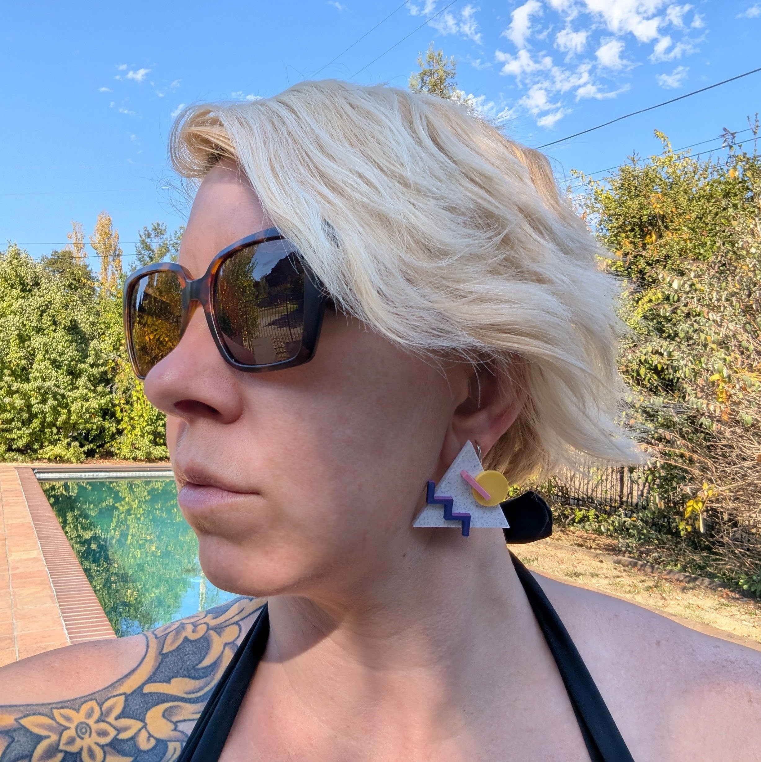 Geometric Triangle Jazz Earrings | 80s Retro Jewelry