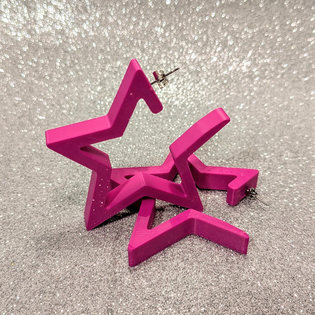 Star Hoop Earrings: 90s Dopamine Chunky Hoops